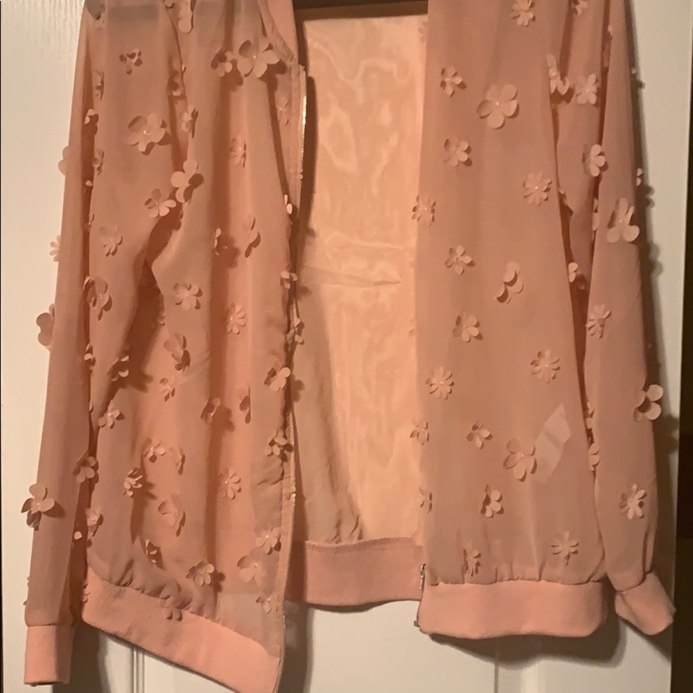 Blush thin jacket, w flowers.  Never worn.